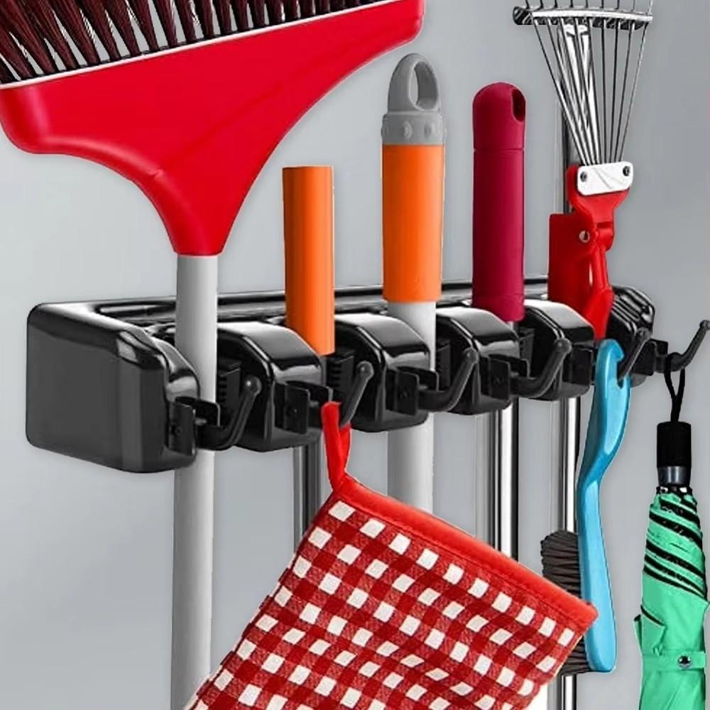 Wall Mounted Mop Fixed Clip Plastic Material Bathroom Broom Hanger Mop Holder Home Use