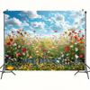 2D Sommerblumenwiese Kulisse, Bunter Wildblumengarten Dekor