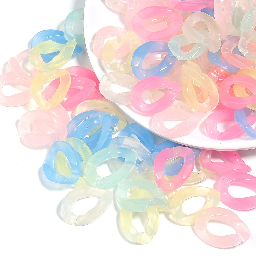 50pcs/lot Acrylic Twisted Chain Links Candy Colored Bracelet Connector Clasps For DIY Handmade Exquisite Earrings Accessories