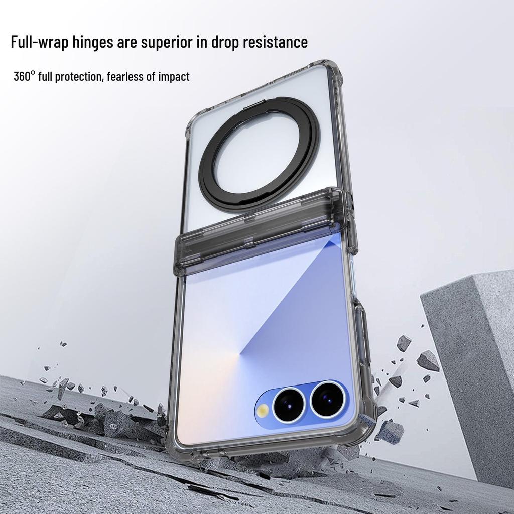Samsung Z Flip7 FE Case: Four-Corner Drop Protection, 360° Rotating Stand, Wireless Charging Compatible for Flip6/5