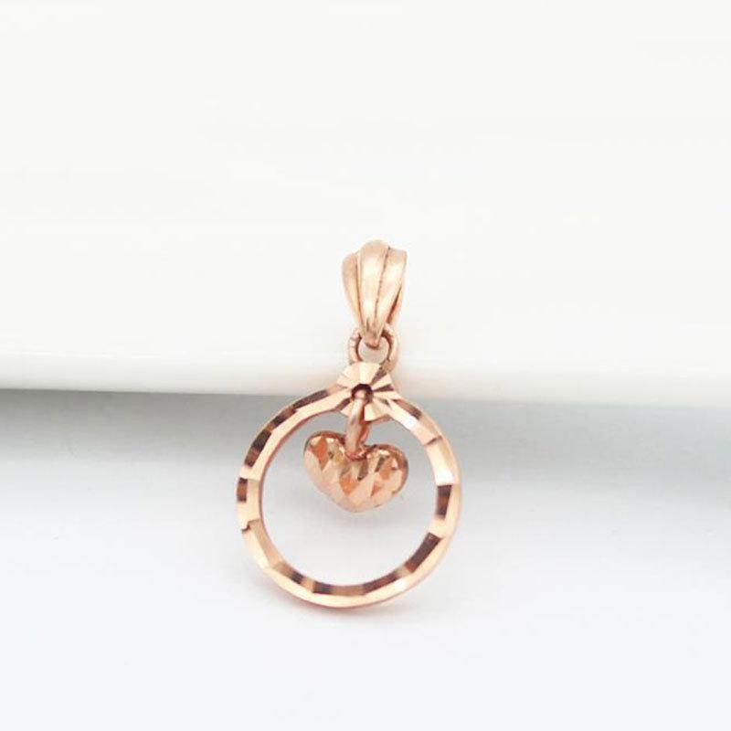 Rose Gold-Plated Purple Gold Personalized Temperament Design Shiny Heart-Shaped Colored Gold Pendant Necklace