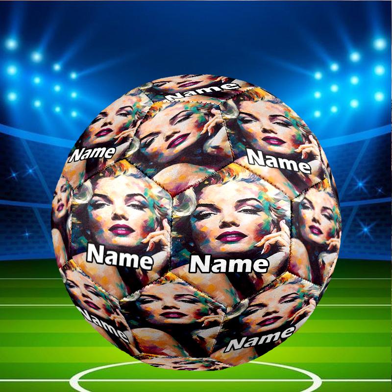 Custom Name Personalized Marilyn Monroe Print Size 5 Soccer Ball Training & Match Football, for Team, Kicking, Gift for Football