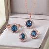 Bestselling Classic Jewelry Aaa Cubic Zirconia Emerald Wedding Jewelry Set Rose Gold Plated Accessories