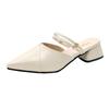 Thick-heeled cool slippers women's summer new baotou half slippers Korean version wears high-heeled women's shoes inside and outside