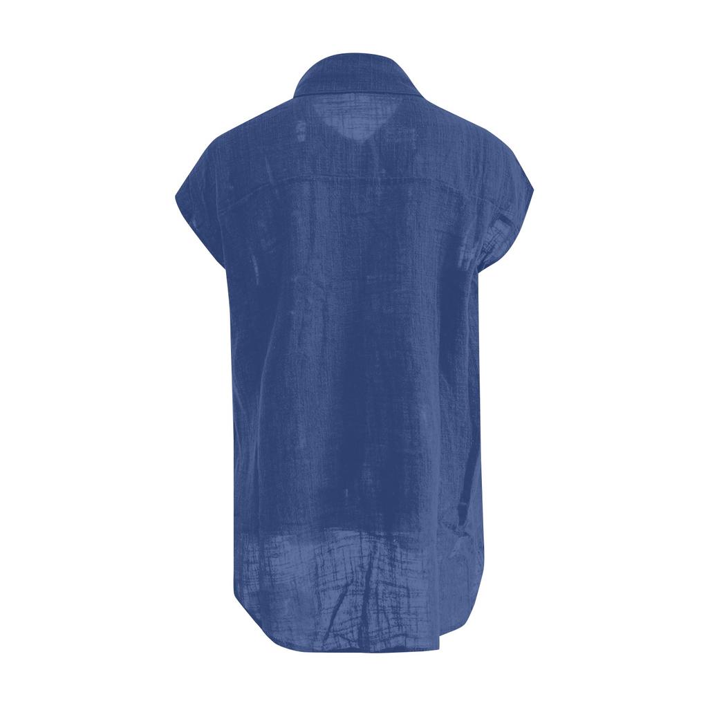 Women's Fashion Colour Single Breasted Shirt Casual Short Sleeve Top