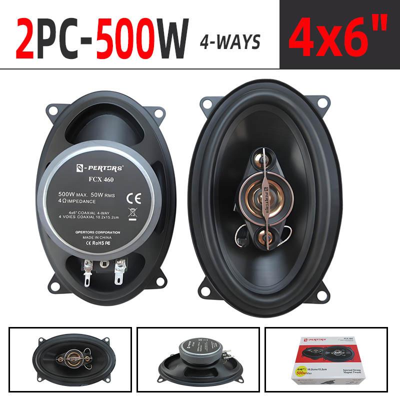 Пара 4-дюймовых коаксиальных четырехполосных автомобильных аудиодинамиков 4x6 дюймов, максимальная мощность 500 Вт, номинальная мощность 50 Вт, высококачественный звук, импеданс 4 Ом