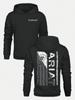 Grunge‑pennant Men Hoodie Slim Chest Shield Ornament Distressed Vertical Banner‑themed Motif Print Pullover For Soft Relaxed Casual Street Wear