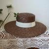 French Vintage Brown Big Eaves Holiday Straw Hat Summer Female Shade Sun Protection Beach Straw Straw Jazz Hat
