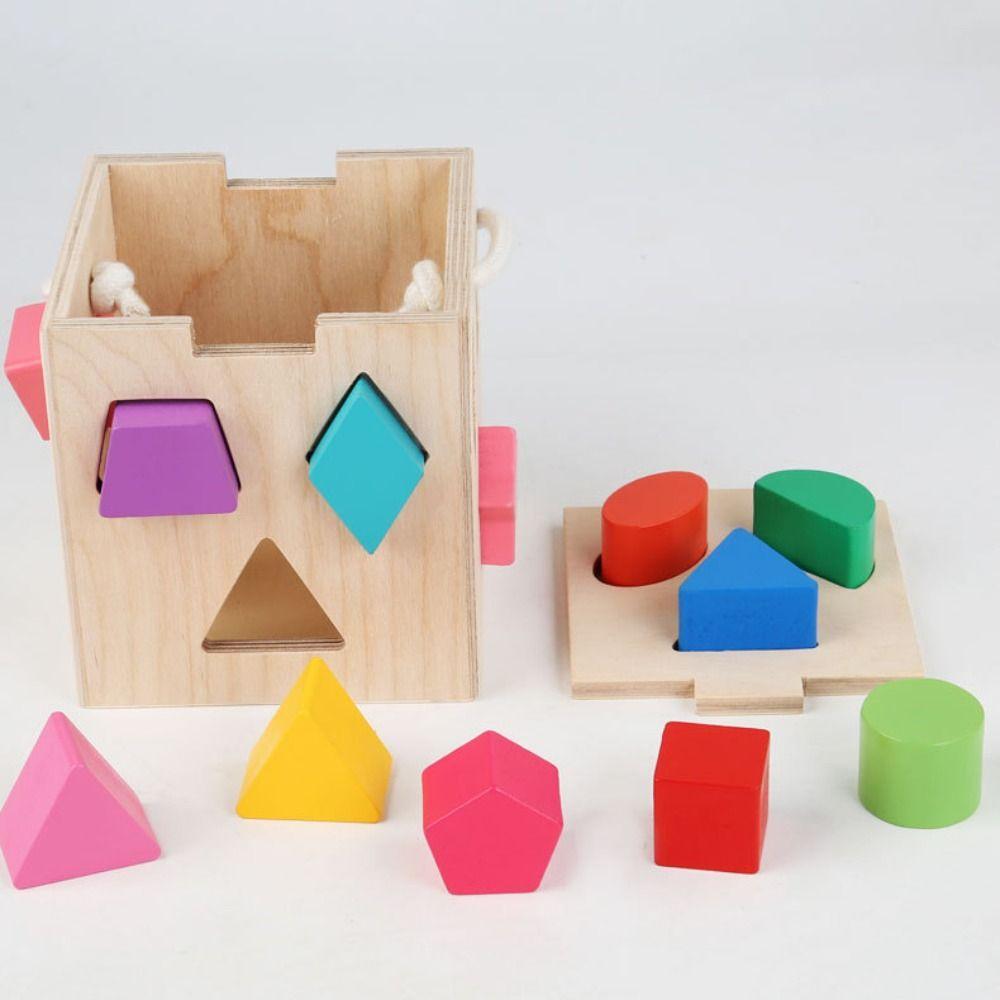 13 Hole Montessori Shape Sorter Square Box Building Blocks Montessori Shape Matching Toys  Baby