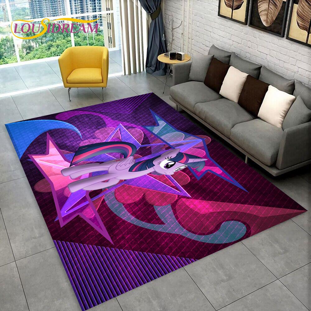 Cute 3D P-Pony Cartoon Unicorn Area Rug,Carpet Rug for Home Living Room Bedroom Sofa Doormat Decor,kids Play Non-slip Floor Mat