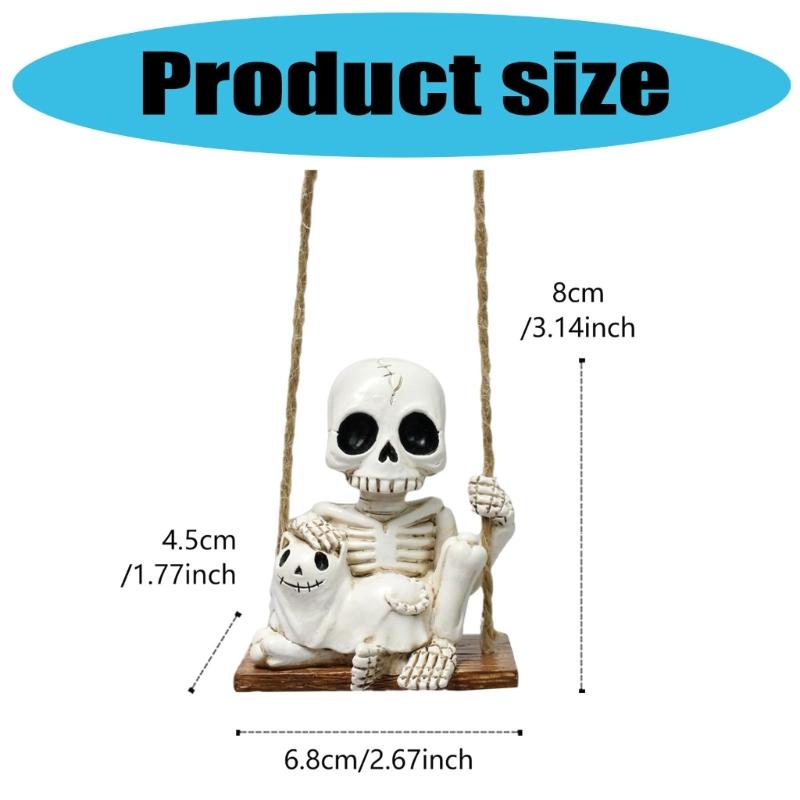 Halloween Hanging Decoration Skeleton Kitten Figure Resin Swing Ornament For Door Window Halloween Party Centerpieces