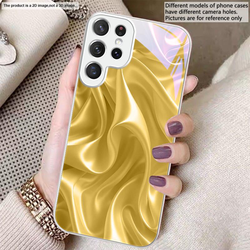 

Золотой шелк волн Для Samsung S26 S22 S8 S9 S10 S20 Ultra S21 Pro S22 Plus S23 FE S24Ultra S25 Edge S24+ Стеклянный чехол для телефона Galaxy S26