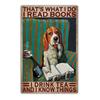 Retro art animal canvas painting lovely dog reading poster slogan wall painting living room bedroom home decoration mural No Frame