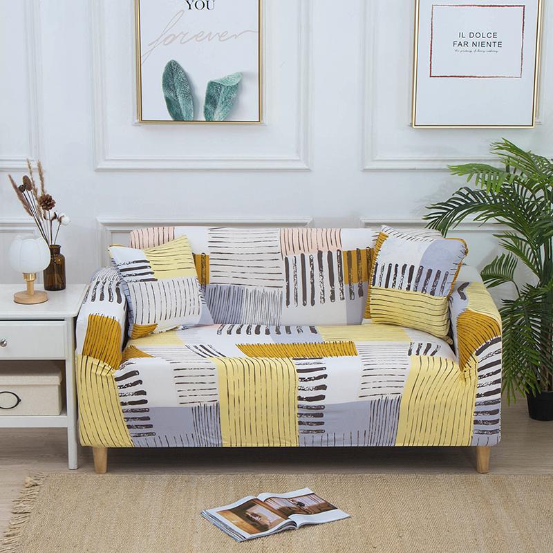 1pc Printed Stretch Sofa Cover, Non-slip Printed Floral Sofa Slipcover Non-Slip & Anti-Scratch for Pets Sofa Protector
