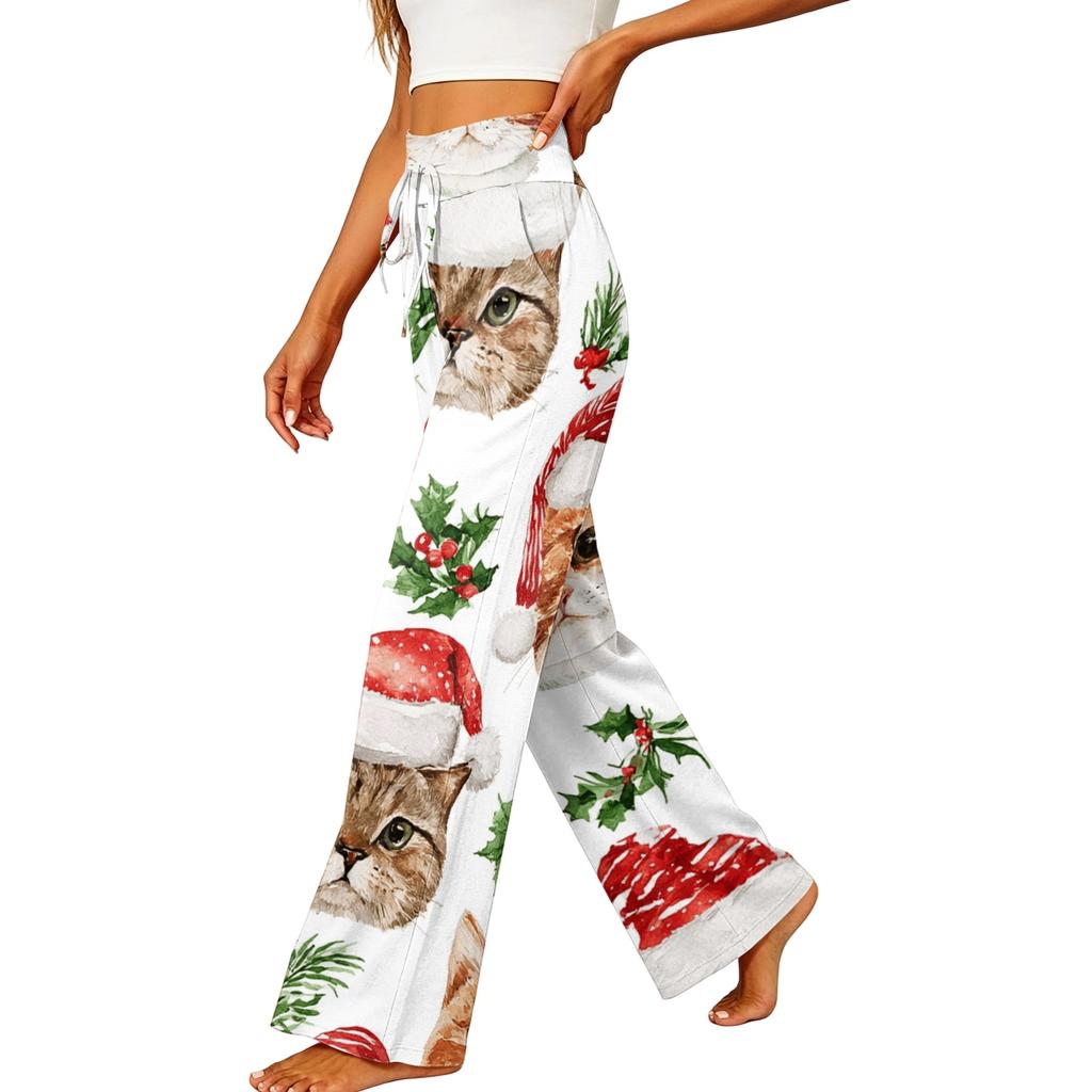 Women's Elastic Waist Casual Straight Leg Pants with Pockets for Everyday Wear