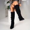 Autumn New Coarse Heel Single Boots Women's Round Head Suede Sleeve Fold Anti-slip Wear-resistant High Boots
