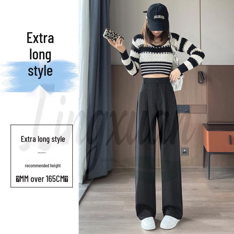 2026 Autumn Women's Wide-Leg High-Waisted Drape Slimming Straight-Leg Pants