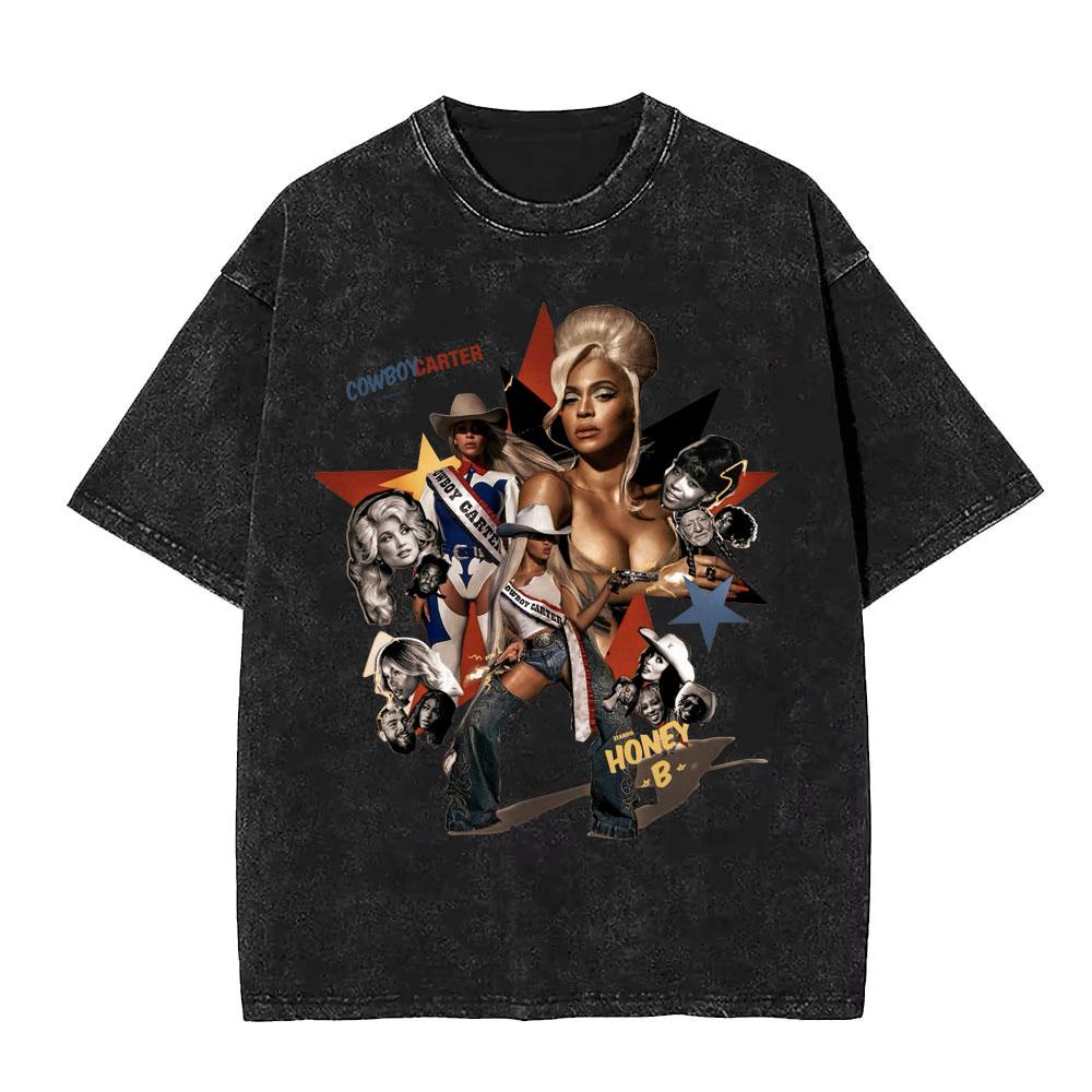 Retro Washed Beyonce Renaissance World Tour Tshirt Album Concert Music Tshirts Men Women Casual Cotton Vintage T Shirts