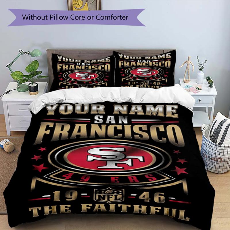 San Francisco 49ers Custom Name Text Print 1Pc Bedding Set Duvet Cover With Two Pillowcases Soft Bed Linen For Household Bedroom
