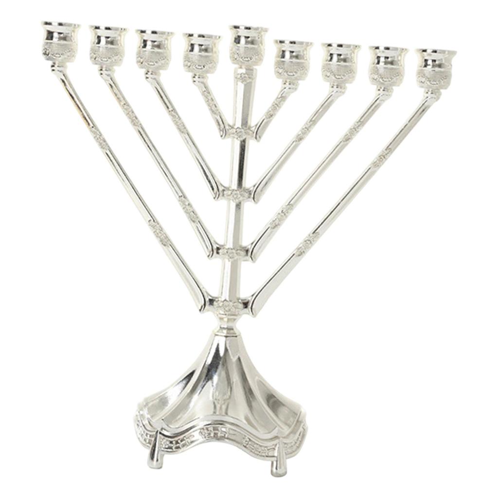 Vintage Design Hanukkah Menorah with 9 Arms Chanukah Decoration Traditional for Home Altar Versatile Accessory 26.5x24cm
