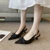 Bow pointed head empty word bag head sandals 2025 women's fashion new summer temperament versatile high heels