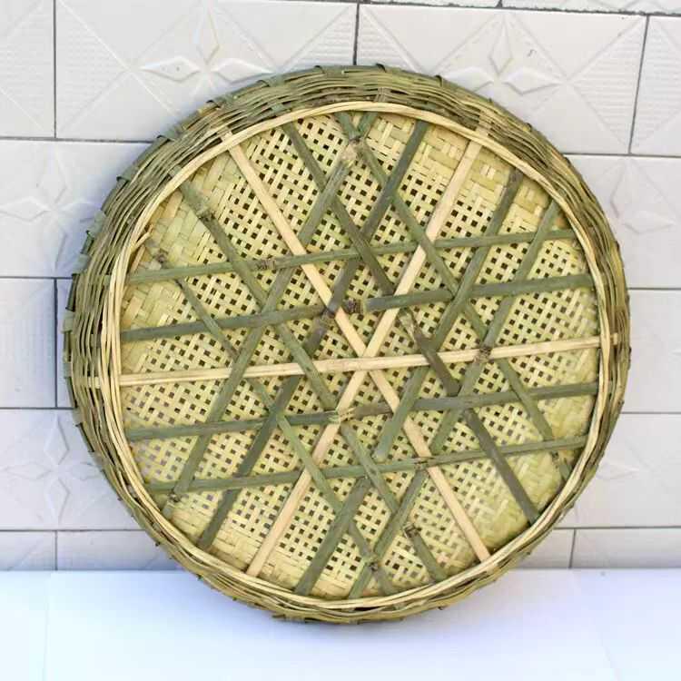 Bamboo Household Winnowing Basket: Perforated & Non-Perforated Bamboo Sieve, Handmade Woven Tray for Dried Goods & Sun-drying Decor