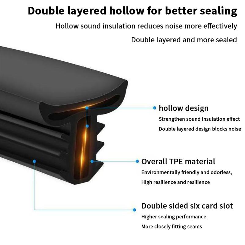 Car Door Rubber Seal Strip Anti-Scratch Protector B Pillar Car Rubber Weatherstrip Auto Door Edge Waterproof Seal Strip