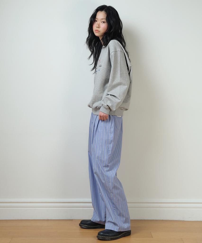 Hombadittingjeu Stripe Pin-Tuck Pants (Sky Blue)