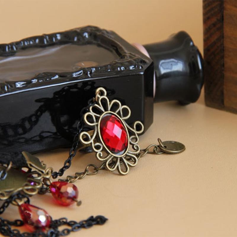 Vintage Spitzenarmbänder Schwarze Spitze Gothic-Armbänder Spitzen-Handschmuck für Damen und Mädchen Kristall Cosplays Anhänger Schmuck