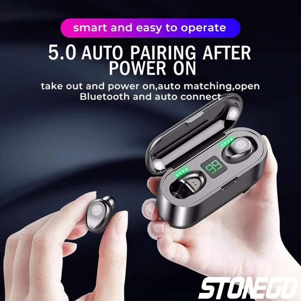 Wireless Bluetooth TWS Sport Headphones Waterproof Noise Cancelling HiFi Deep Bass Dual Earbuds with Charging Box