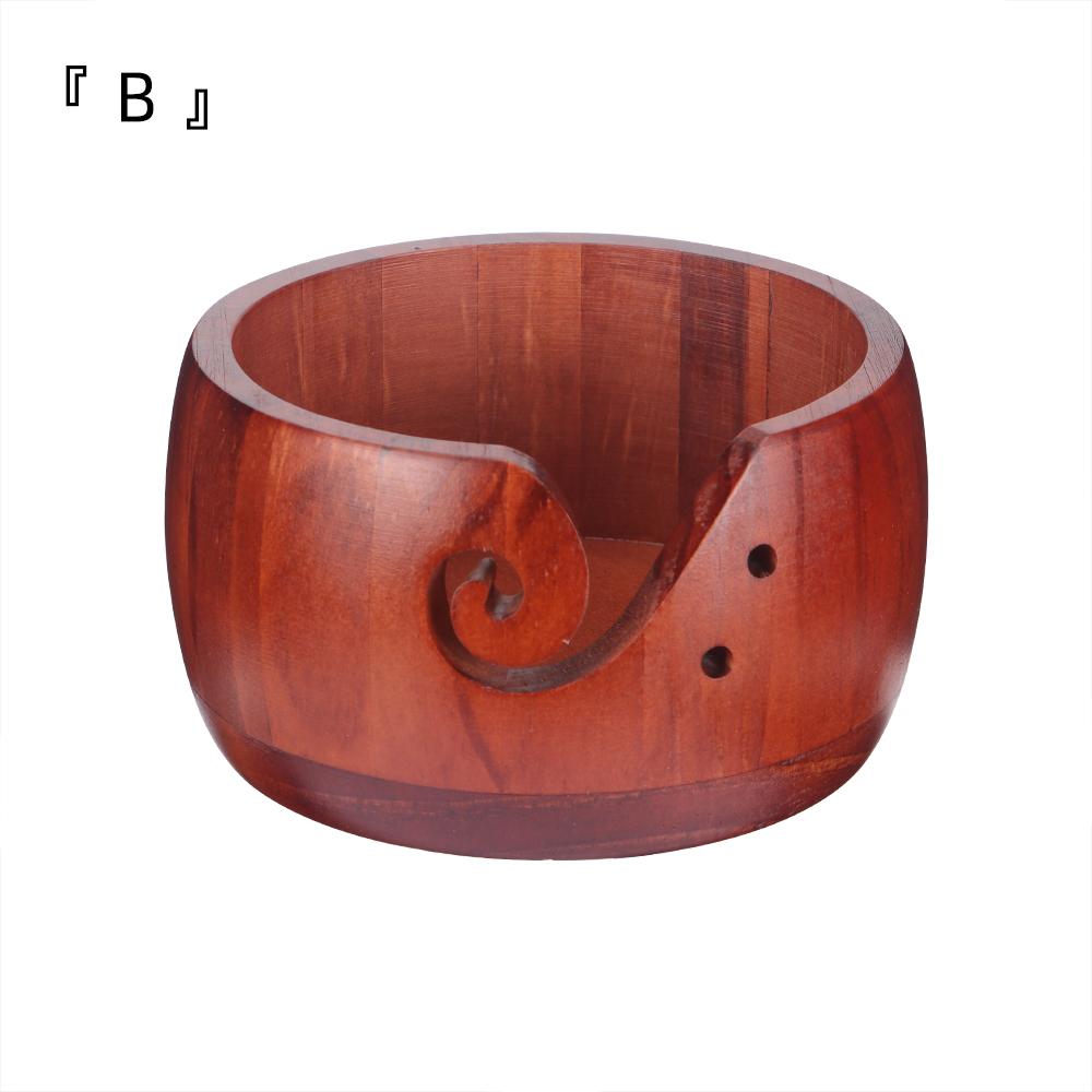 Wooden Yarn Bowl Knitting Yarn Bowls with Holes Crochet Bowl Holder Handmade Yarn Storage Bowl for DIY Knitting Crocheting