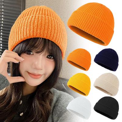 Solid Color Warm Knitted Brimless Hat Women/Men Beanies Hip Melon Skullcap Autumn Beanie Street P6W8
