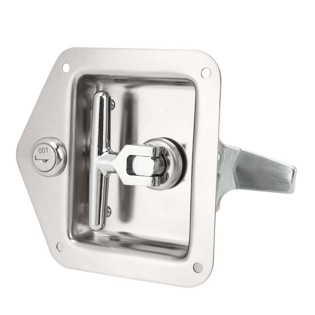 T Handle Tool Box Latch 4.9 X 4.7in Highly Polished Stainless Steel RV Toolbox Handle Lock with Keys Gasket for Caravan