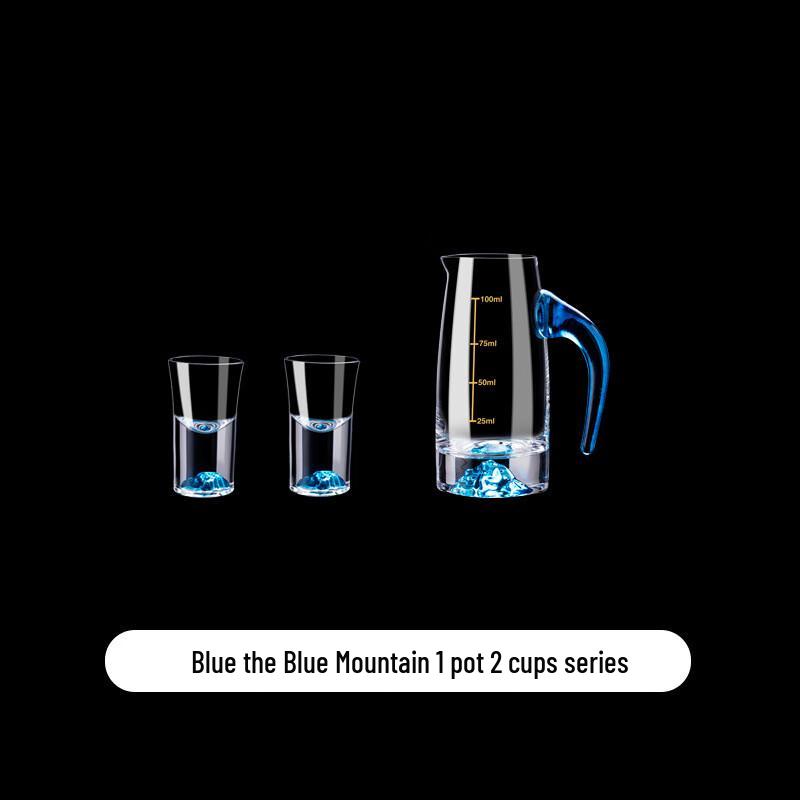 Blue Mountain Glass Baijiu Decanter Set 1 Decanter, 2 Cups