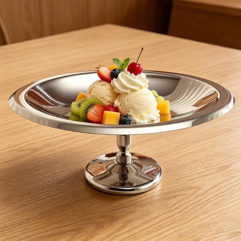 Practical Ice Cream Cup Premium Stainless Steel High Footed Dessert Bowl For Sundaes And Elegant Dining