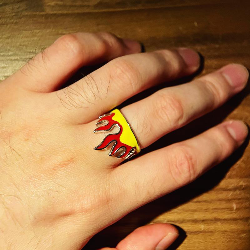 Retro Pierścień Płomienia Dla Mężczyzn Kobiet Punk Gotycki Rock Hiphop Regulowany Otwarty Pierścień Akcesoria Cosplay Portgas D Ace Kreatywny Cyrkon