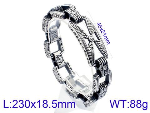

Fongten Vintage Pattern Hollow Design Stainless Steel Bracelet for Men Quality Romanticism Lightness Fashion Jewelry Gifts 20cm