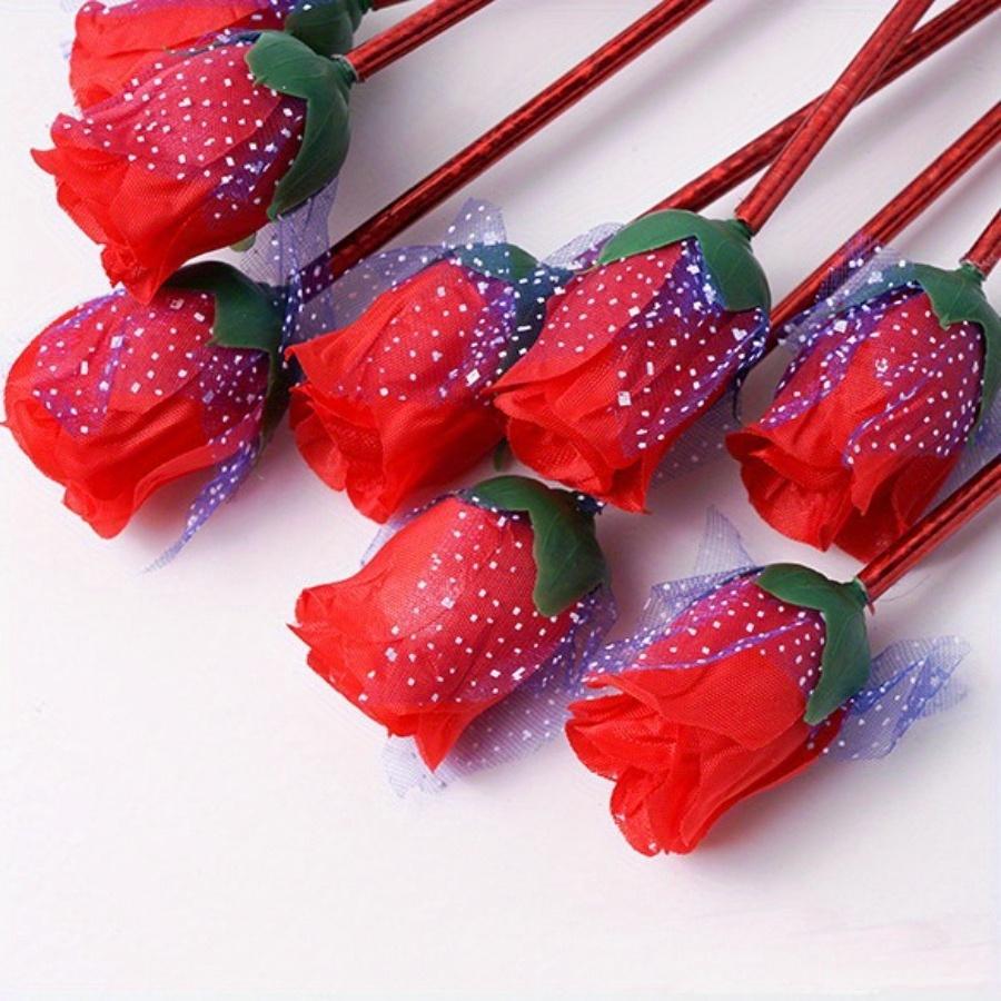 20 Stück Romantische Rose Kreativer Kugelschreiber Helle Bunte Blumen 0,5 mm Blaue Tinte Rückzieher Schule Bequemer Griff Lehrertag Valentinstag Geschenke