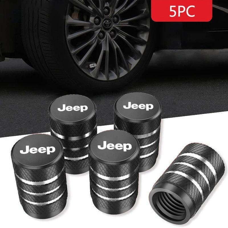 5PCS Car Tire Valve Stem Caps for Jeep Renegade Wrangler JK JL Grand Cherokee Compass Patriot Wheel Anti-Leak Valve Cover