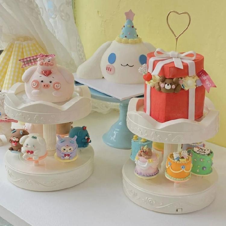 Eye Catching Automatic Rotating Dessert Showcase Double Layer Swing Tray Machine