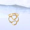 Gold-Plated S925 Sterling Silver Oval Open Ring with Filigree and Pave Design