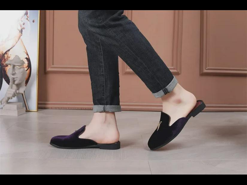 European and American Men's Casual Baotou Slippers: Half-Slip Lazy Sandals, Large-Size Men's Shoes