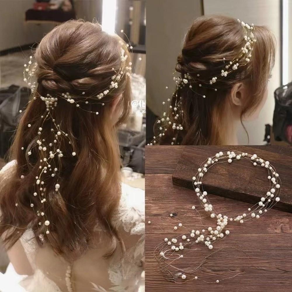 Handmade Fairy Hair Band Imitation Pearl Bridal Headdress Pearl Headdress Pageant Prom