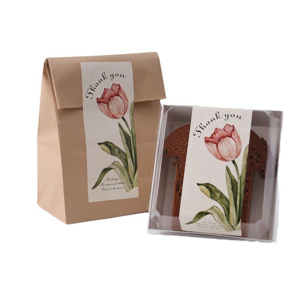 50PCS 6*15cm Thank You Seal Stickers Tulip Flower Floral Tags Package Labels Online Retails