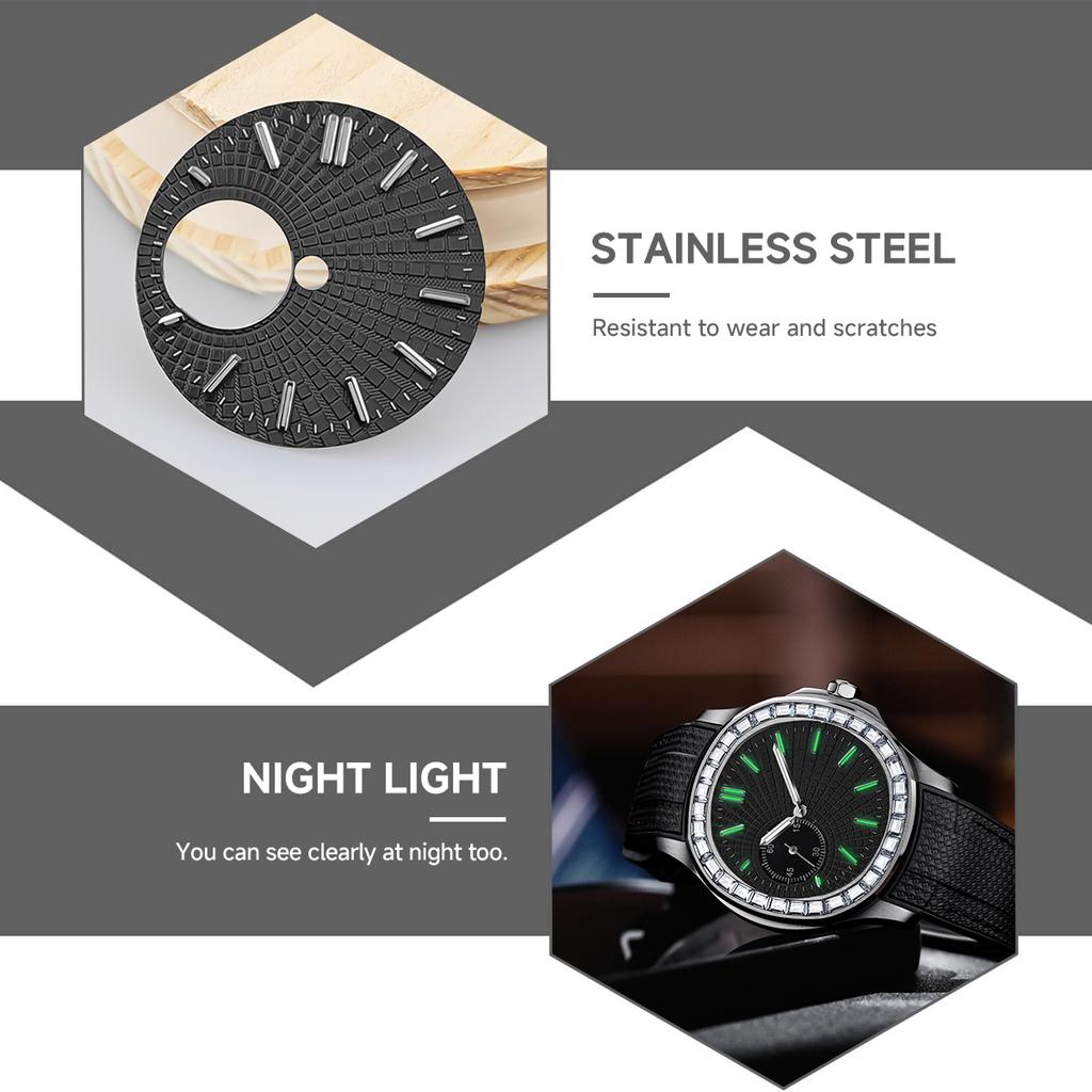 NH38 Dial 28.5mm Watch Dial Green Luminous Diving Watch Faces for NH38/NH34 Movement Modification Watch Accessories