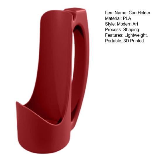 Držák na plechovky s ergonomickou rukojetí vytištěný na 3D tiskárně pro plechovky od limonády a piva, univerzální držák na studené nápoje s protiskluzovým designem, přenosný doplněk pro domácnost a venkovní použití.