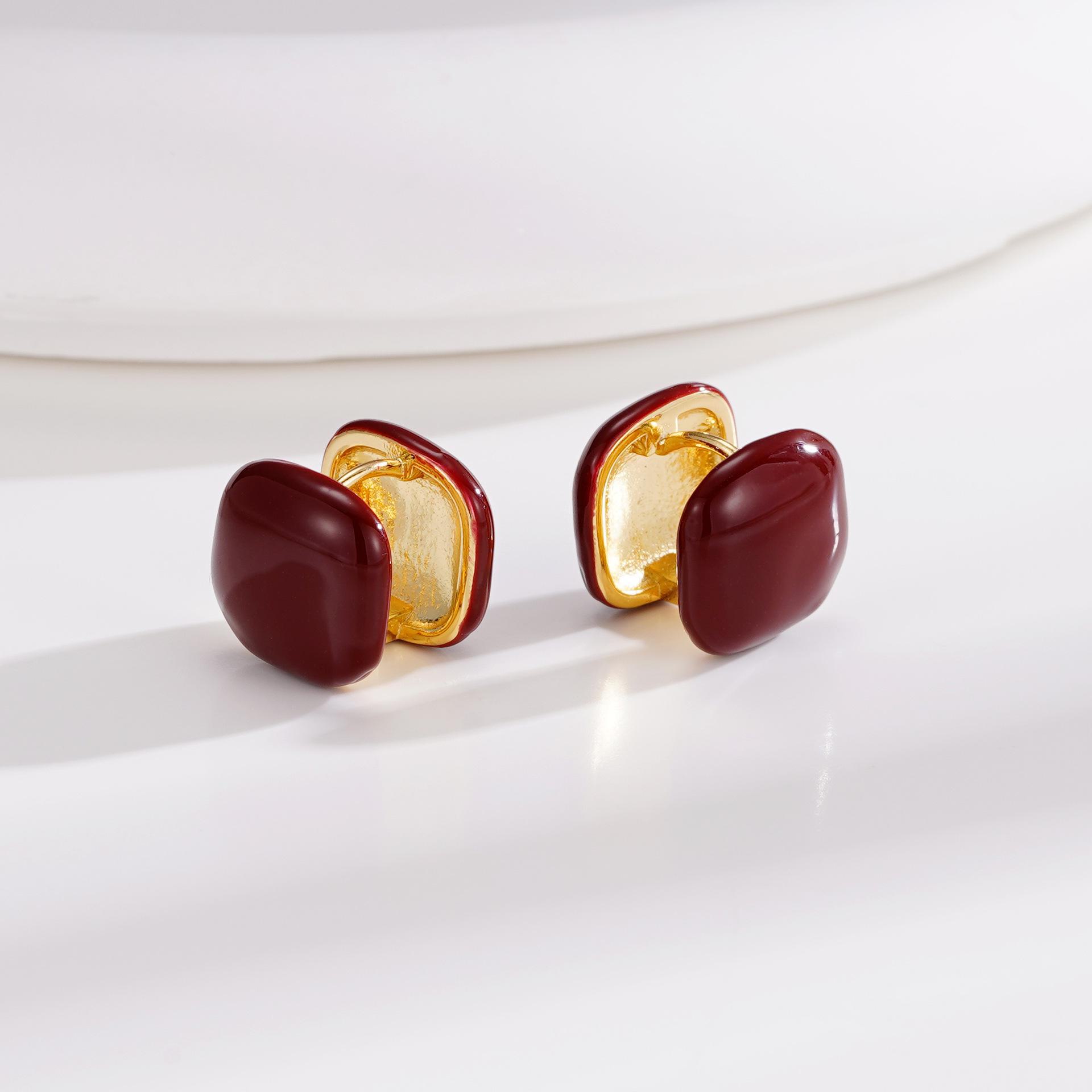 

Серьги в стиле ретро с капельной глазурью красного цвета для женщин - украшения на Новый год и осень/зиму Ankola Double-Sided Ear Clips красный