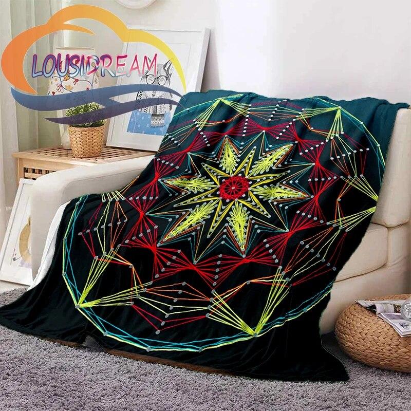 Flower of Life and Dature Stramonium Datura Flannel Warm Soft Fashion Blanket Plush Sofa Bed Throw for Picnic