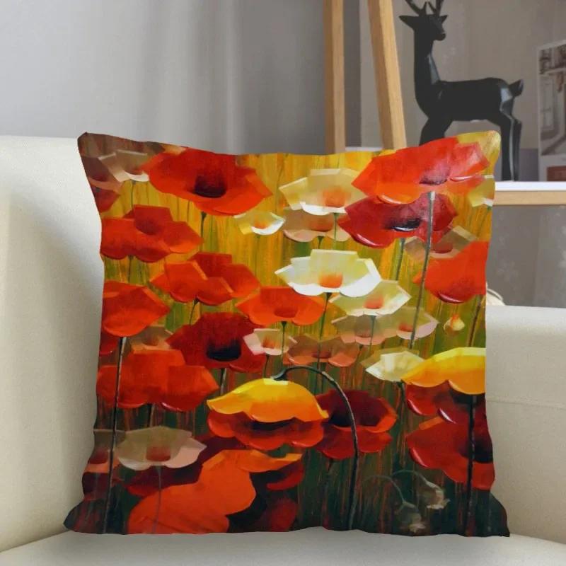 Bedroom Living Room Home Decor Cushion Cover Flower Pattern Pillowcase Square