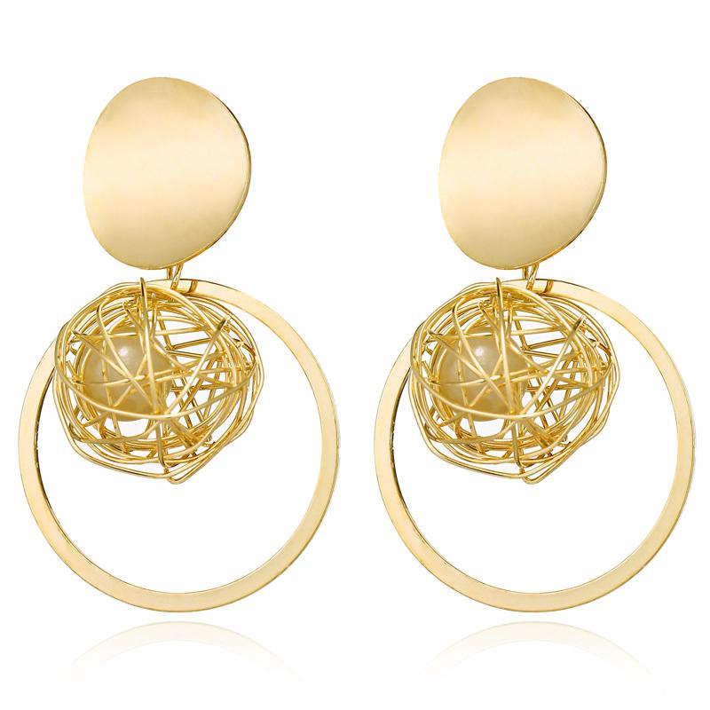 2021 New Big Earrings For Women Girls Gold Vintage Geometric Statement Metal Art Drop Earrings Charm Hoop Round Dangle Modern